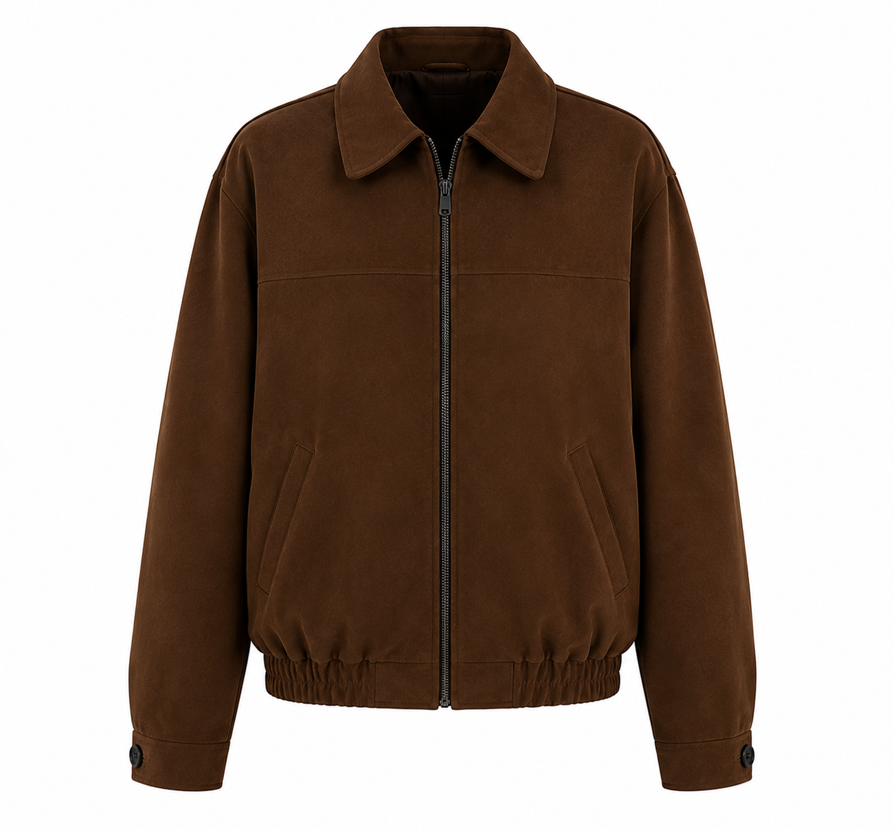 Oversized Suede Bomber Jacket – Women's Casual Zip-Up Jacket