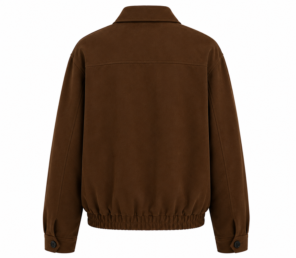 Oversized Suede Bomber Jacket – Women's Casual Zip-Up Jacket